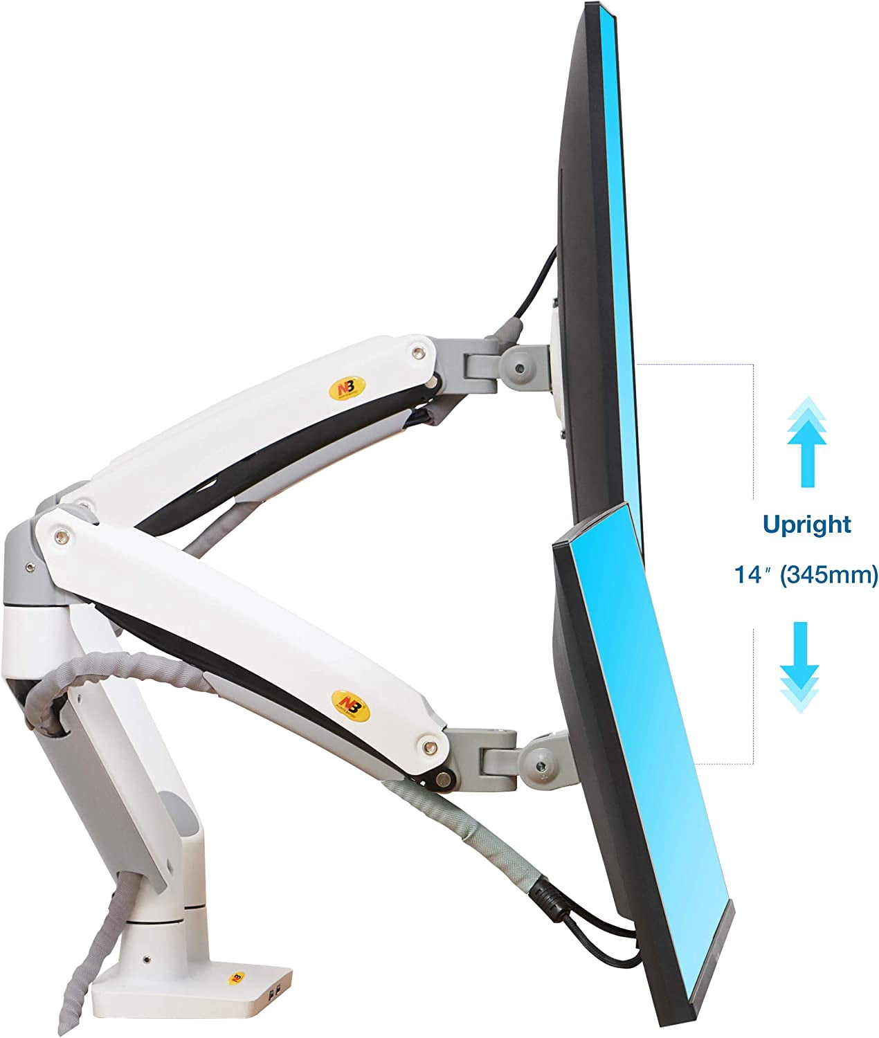 Dual Monitor Desk Mount Stand Full Motion Swivel Computer Monitor Arm Fits 2 Screens  to 32'' with Load Capacity 6.6~26.4lbs for Each Monitor G75-W