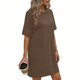 thumbnail image 2 of TaTaai Women's Solid Color Round Neck Short Sleeve Dress with Pockets Casual Fashion Comfortable Stretchy Fabric Midi Dress Soft Breathable for Spring Summer Daily Casual Wear Gift, 2 of 6