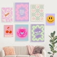 thumbnail image 3 of Pintura sobre lienzo en colores Pastel danés, póster estético a cuadros de cereza, flor sonriente, estampado de mariposa, decoración del hogar, arte de pared para guardería, 3 of 4