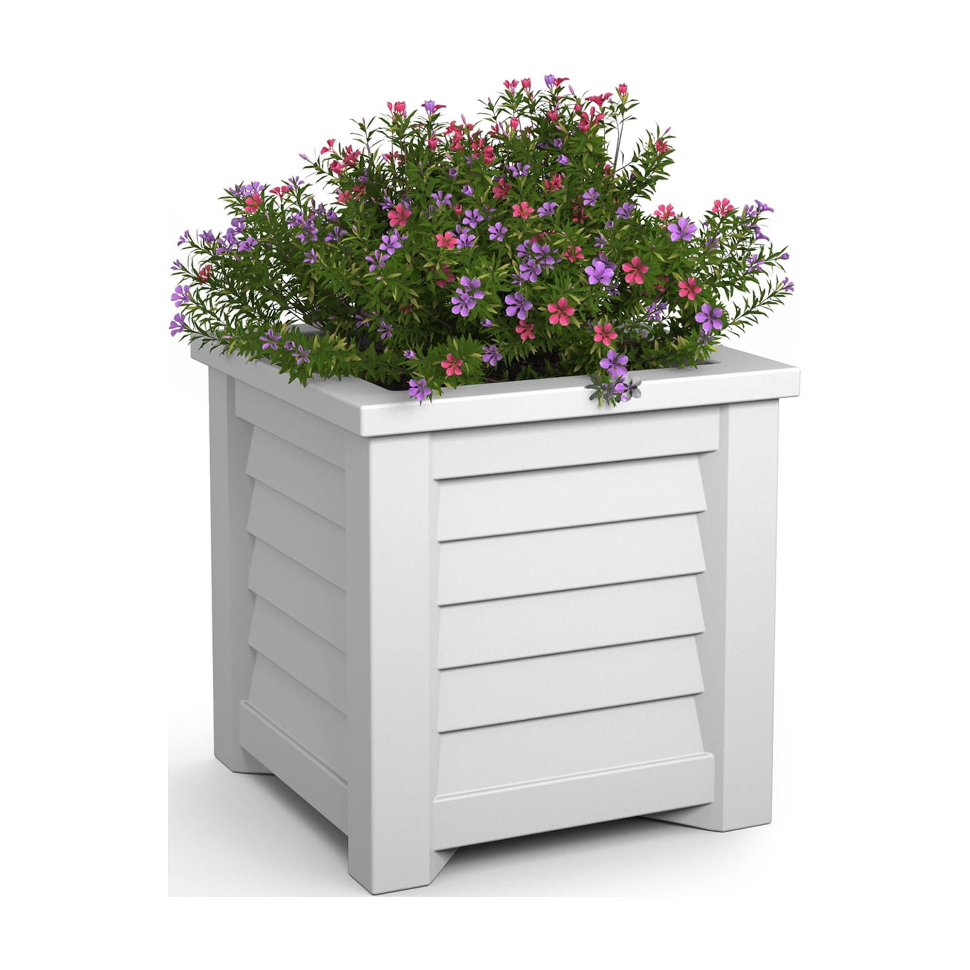 Mayne Lakeland 16" x 16" x 16" Square White Self Watering Plastic Planter