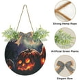 thumbnail image 2 of Coolnut Halloween Pumpkin Welcome Sign Front Door Round Wall Door Sign with Flowers Hanging Sign for Entryway Front Porch Hallway Yard Garden Home Decor, 2 of 7