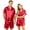 Red, variant on Couple Matching Pajamas Sets Silk Short Sleeve Button Down Sleepwear Satin Pjs Shorts Set Soft Loungewear
