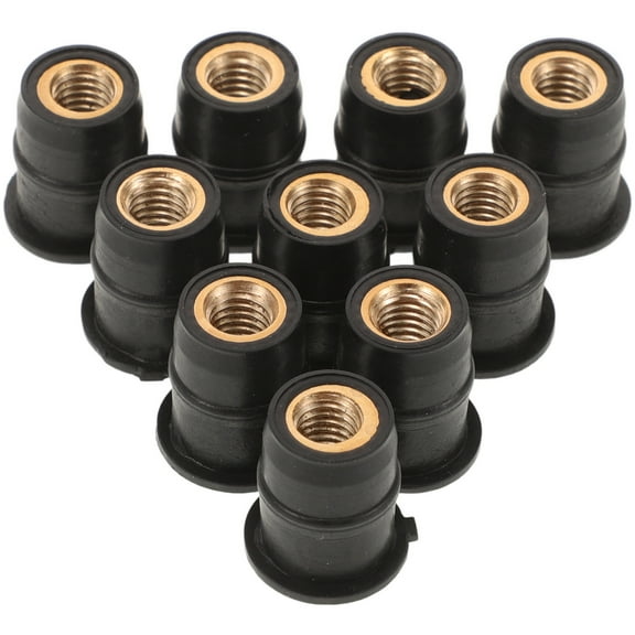 SEWCHICS Motorcycle Windscreen Brass Nut Rubber Well Nuts Black 10Set
