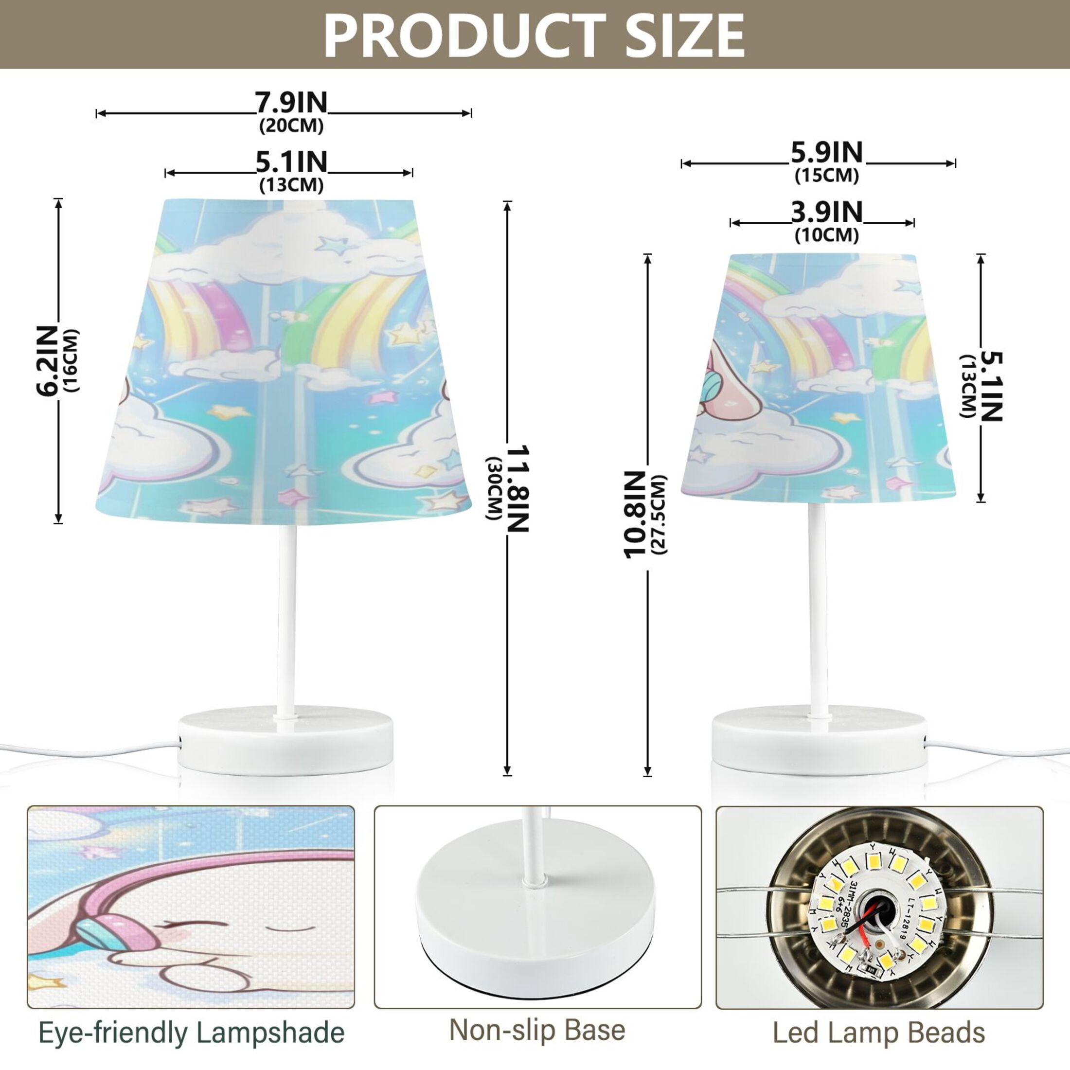 LED Desk Lamp Cinnamoroll Sit on Cloud Wear Headphone Table Nightstand Lamps with 3 Color Temperatures for Home Bedroom Living Room Decor 8x12