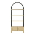thumbnail image 3 of Furnibear Arched Bookshelf with Door 72 Inches Tall 5 Tier Storage Shelf with Cabinet,Modern Open Bookcase for Living Room or Home Office,Brown, 3 of 8
