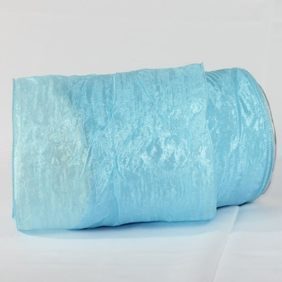 The Ribbon People Light Blue Crinkled Solid Wired Craft Ribbon 6" x 27 Yards