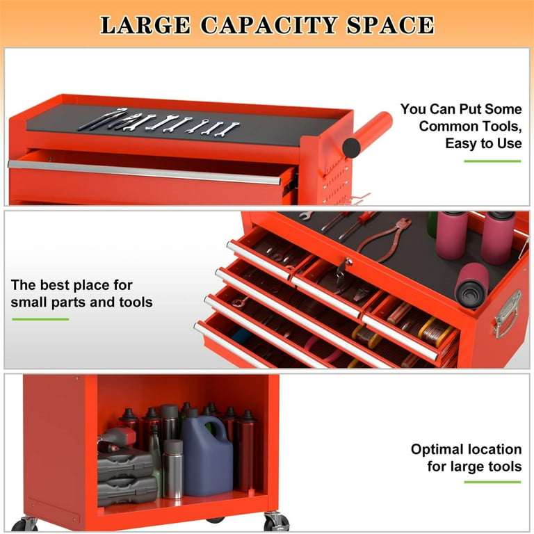 Aukfa Tool Chest, 2in1 Steel Rolling Tool Box & Cabinet On