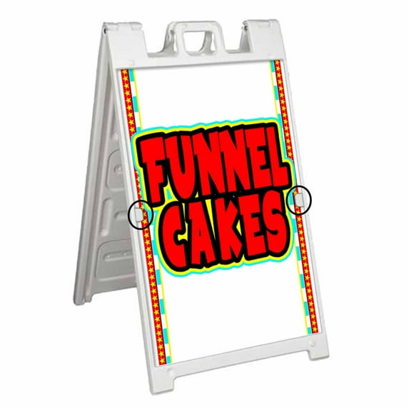 Funnel Cakes (24" X 36") Standard A-Frame Signicade, Includes Decal Applied To Stand