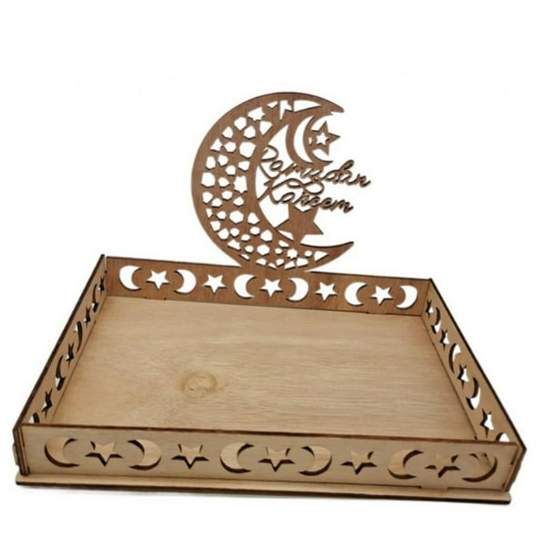 Ramadan Wooden Cutlery Tray, Art Eid Mubarak Party Service Display