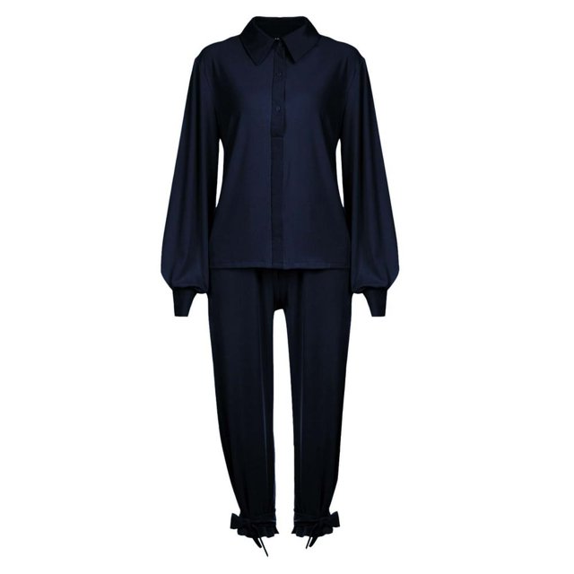 Women‘s Autumn And Winter Elegant Solid Color Style Thread Long Sleeve Pants Set