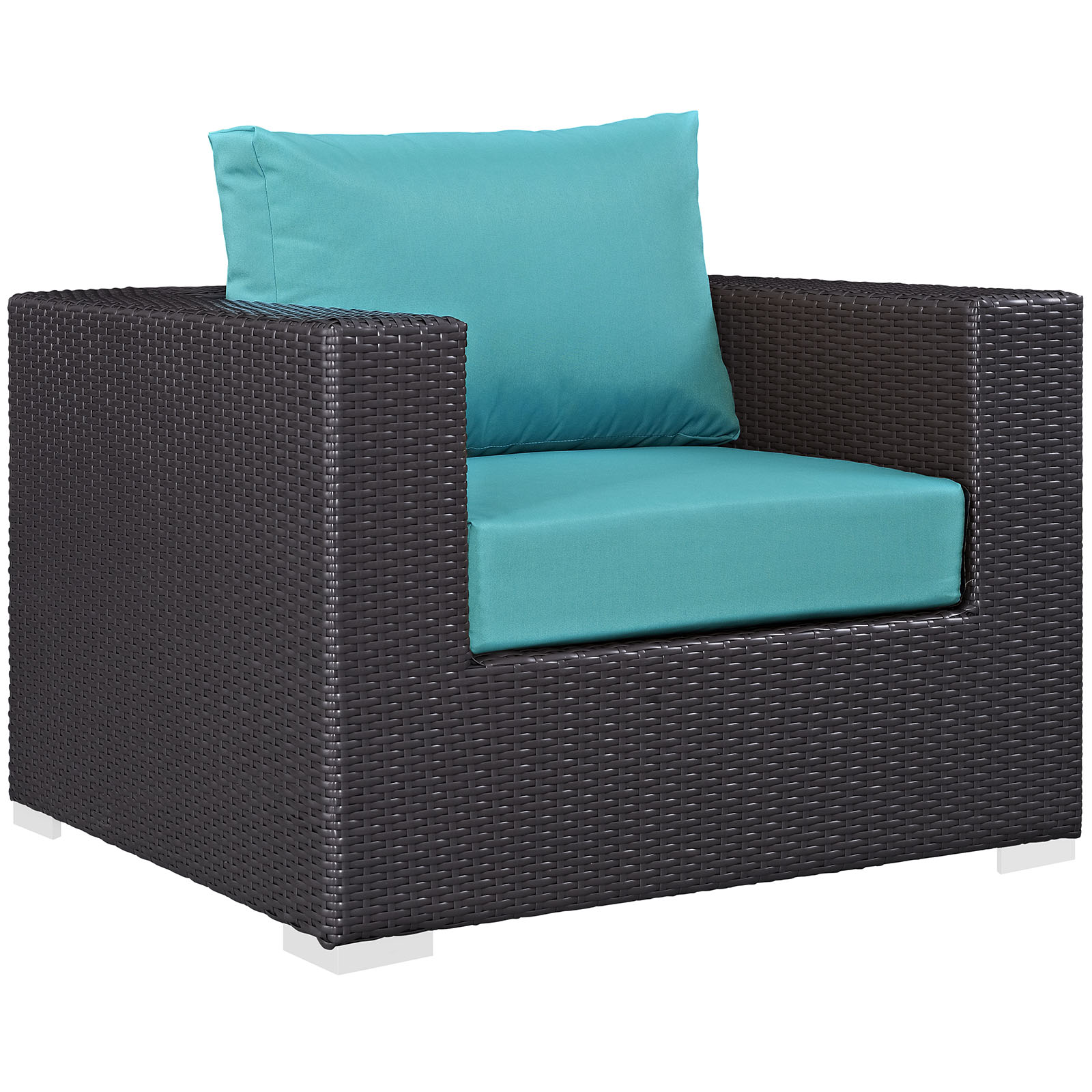 Modway Convene 6 Piece Outdoor Patio Sectional Set in Espresso Turquoise - image 5 of 8