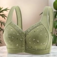 thumbnail image 3 of Yokua Wide Strap Floral Bra for Elderly Women Front Closure Full Coverage Brassiere, 3 of 16