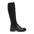 thumbnail image 3 of SAM EDELMAN Womens Black Knit Stretch Lug Sole Lila Round Toe Block Heel Lace-Up Leather Combat Boots 5 M, 3 of 3