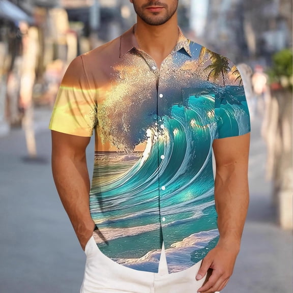 Mens Short Sleeve Button up Dress Shirt Tshirts Shirts for Men V Neck Cotton Summer Tops Casual Button-Downs Mens Shirts Get it Fast
