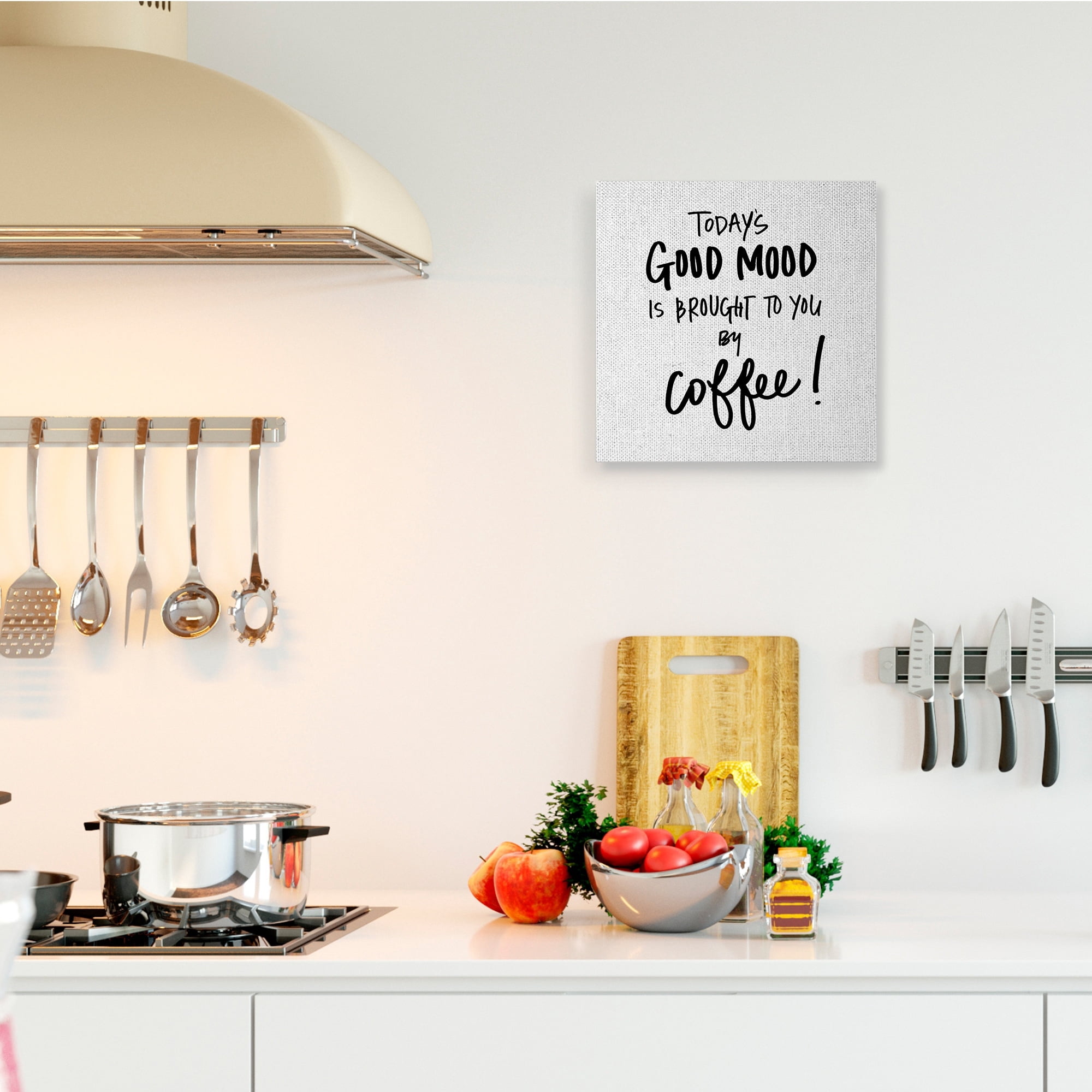 Stupell Industries Good Mood Brought By Coffee Phrase Kitchen Humor,36 x 36,Designed by Sd Graphics Studio