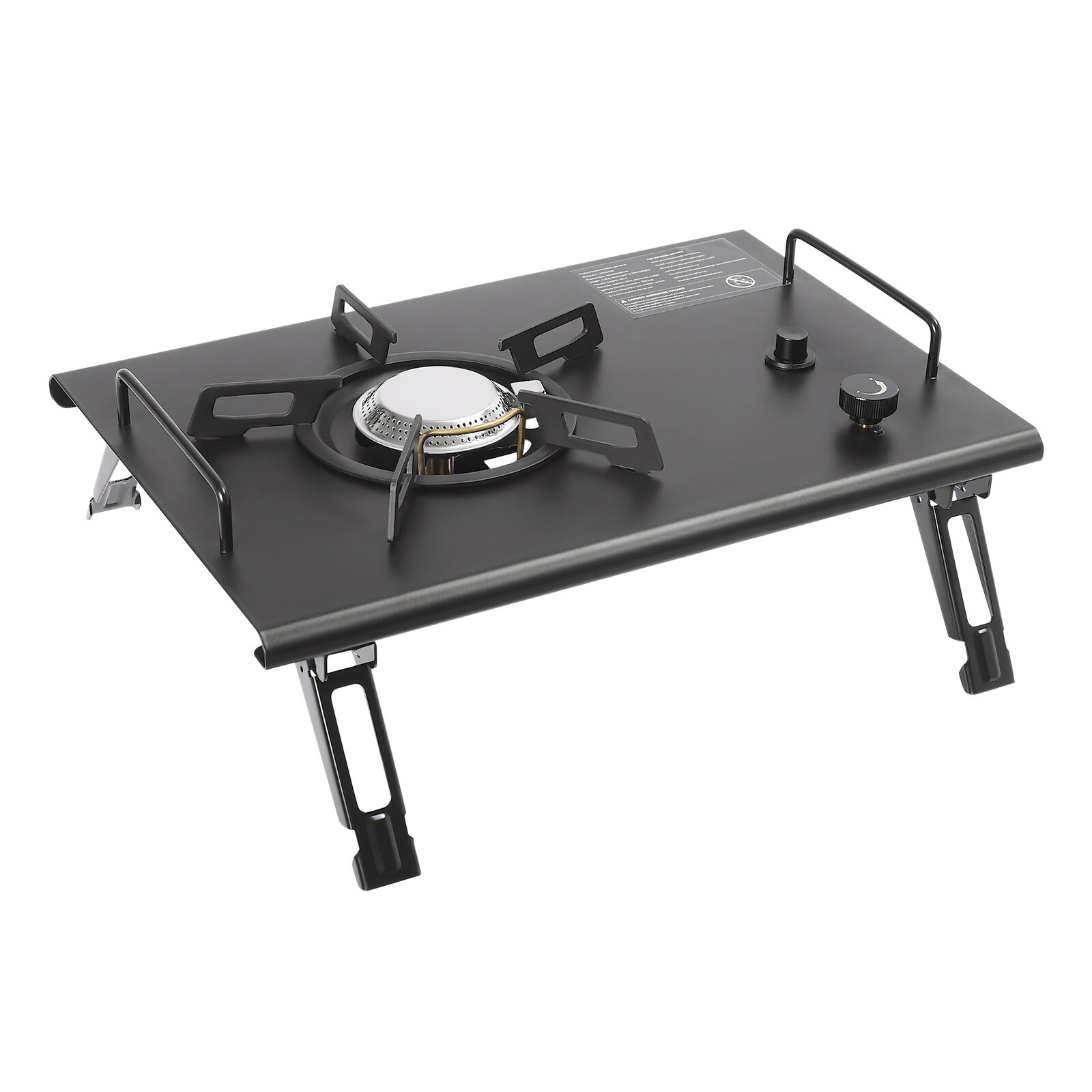 Portable Folding Outdoor Gas Stove, Camping Burner Cooker with Electronic Ignition, Outdoor Camping Cooking Stove for Camping, Hiking or Exploring (Black)