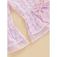 thumbnail image 2 of Toddler Baby Girl Easter Outfit One Piece Easter Overalls Bunny Embroidery Romper Flare Pants Sleeveless Plaid Bow Bell Bottom Jumpsuit, 2 of 2