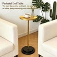 thumbnail image 5 of Drink Table, Carved Table Top Martini Table, Small Side Table, Weighted Base Pedestal Table for Living Room, Bedroom, Bathroom, Gold and Black, 5 of 16
