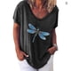 thumbnail image 2 of Qarigey - Camisetas de manga corta para mujer, talla grande, informales, con cuello en V, blusas sueltas Prendas para la parte del cuerpo Negro S, 2 of 3