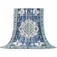 thumbnail image 2 of Retro Ethnic Throw Flannel Blanket 40x50In Tribal Boho Blue Vintage Oriental Super Soft Cozy Bed Blanket, Lightweight Plush Fuzzy Bed Throw for Bedroom Sofa Couch Living Room, 2 of 4