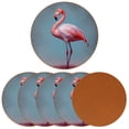 thumbnail image 2 of Flamingo Set of 6 Round Microfiber Leather Coasters, 11x11 cm Drink Coasters for Home and Kitchen, Stylish Absorbent Coasters for Decor, 2 of 6