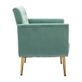 thumbnail image 7 of Velvet Arm Chair Accent Chair,Modern Tufted Upholstered Living Room Chair Leisure Lounge Chair,Single Sofa Chair with Rose Golden Metal Legs,Comfy Armchair for Bedroom Living Room Office,  Mint Green, 7 of 7