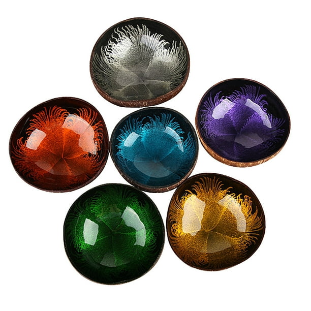 6PCS Natural Coconut Shell Storage Bowl Candy Container Nuts Holder Desktop Organizer (Mixed