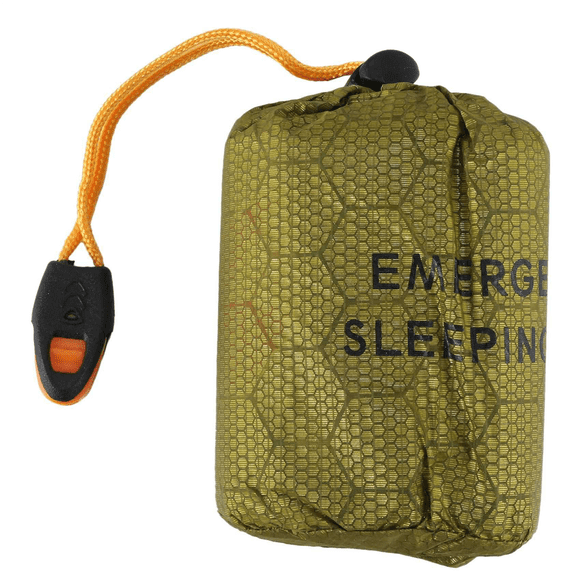2X Emergency Sleeping Bag Bivy Sack with Whistle Outdoor Survival Sleeping Bag Thermal Blanket for Camping Backpacking