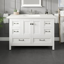 Eviva Britney 48"W x 22"D White Bathroom Vanity with Carrara Quartz Countertop and Undermount Porcelain Sink