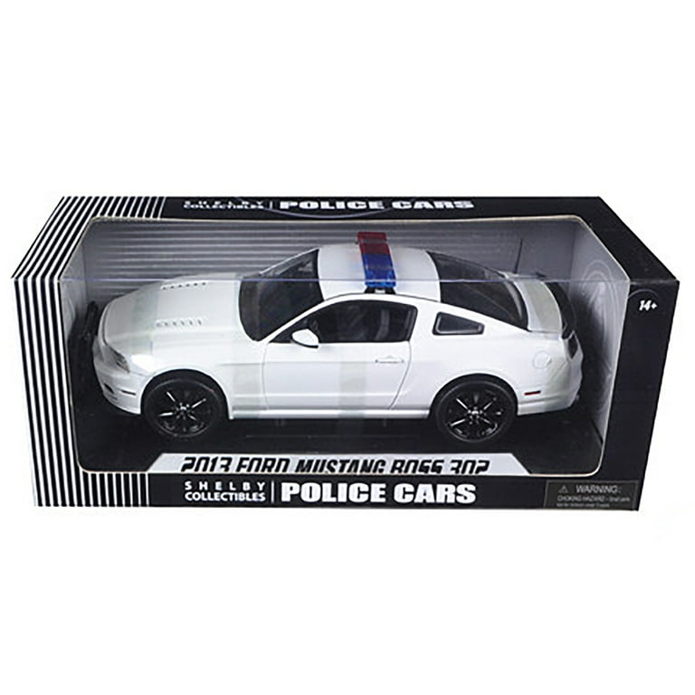 2013 Ford Mustang Boss 302 White Unmarked Police Car 1 18 Diecast Car Model by Shelby Collectibles