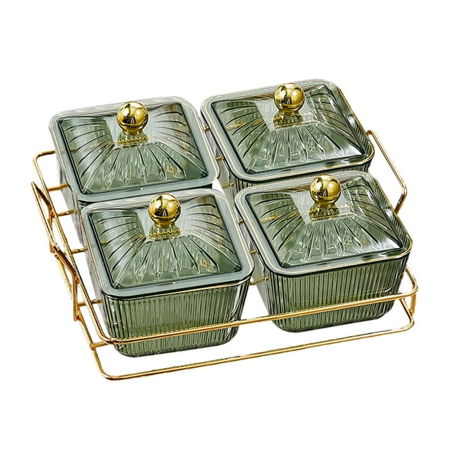 Bandeja para servir dividida, bandeja para aperitivos, bandeja para frutos secos, bandeja para cupcakes de dulces 4 Rejillas Verde
