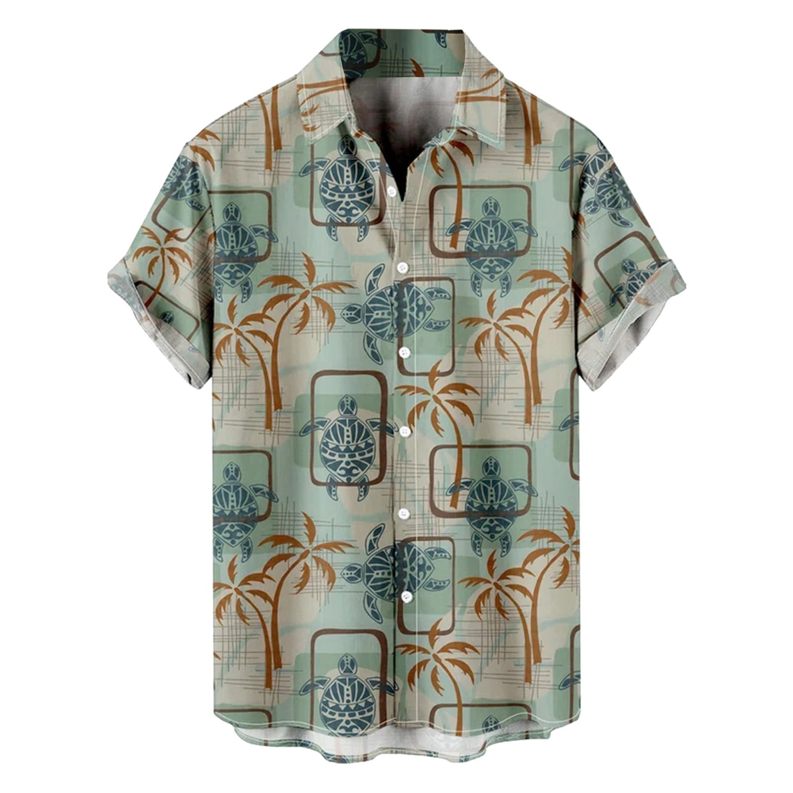 Men's Hawaiian Print Button Down Short Sleeve Shirts Vintage Cocktail Pattern Hippie Casual Beach Aloha T Shirts Blouse 