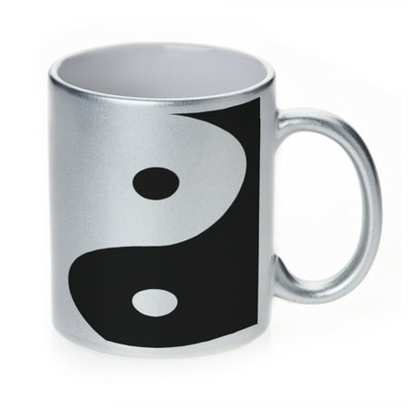 

KuzmarK Silver Sparkle Coffee Cup Mug 11 Ounce - Ying Yang Art