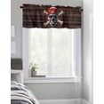 thumbnail image 6 of Abstract Punk Pirate Skull Curtain Valances for Kitchen Windows,Rod Pocket Short Valance Crossbones on Brown Wood Board Small Window Treatment for Living Room Bathroom Bedroom,54"x18"-1 Panel, 6 of 9