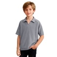 thumbnail image 6 of ITSAME T-Shirts for Boys, Breathable Comfort Short Sleeve Lapel Summer Casual Loose Tops Gray Size 4, 6 of 7