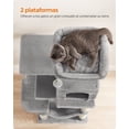 thumbnail image 4 of Árbol para Gatos, Torre de Gatos, Altura 112 cm, 4 Postes, 2 Plataformas, 1 Cueva, 1 Hamaca, 2 Pompones, Gris Claro, 4 of 9