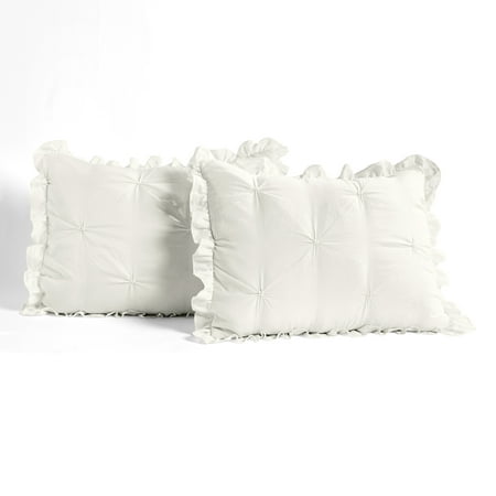 Lush Decor Ravello Pintuck Polyester Bedspread, Full, White, 3-Pc Set