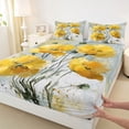 thumbnail image 3 of Homewish Watercolor Yellow Flower Twin Sheet Sets, Marbling Abstract Ombre Twin Fitted Sheet, Modern Fashion Flat Sheet, Lightweight Room Decor, 3 Pieces, 3 of 7