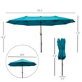 thumbnail image 5 of Outdoor Lighting Outsunny Extra Large 15ft Patio Umbrella, Double-Sided Outdoor Umbrella with Crank Handle and Air Vents for Backyard, Deck, Pool, Market, Blue,Outdoor String Lights, 5 of 5