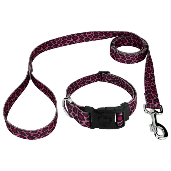Country Brook Petz® Deluxe Pink Leopard Collar and Leash, 2XS