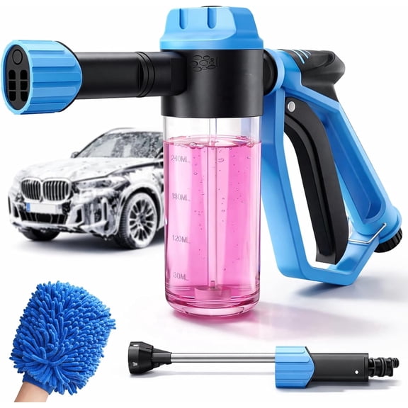Car Wash Foam Gun, Foam Cannon Car Wash Kit, Pressure Washer Foam Sprayer with Microfiber Towels, Adjustable Snow Foam Gun for Car Motorcycle Bike Cleaning, Auto Detailing Wash Tool Set