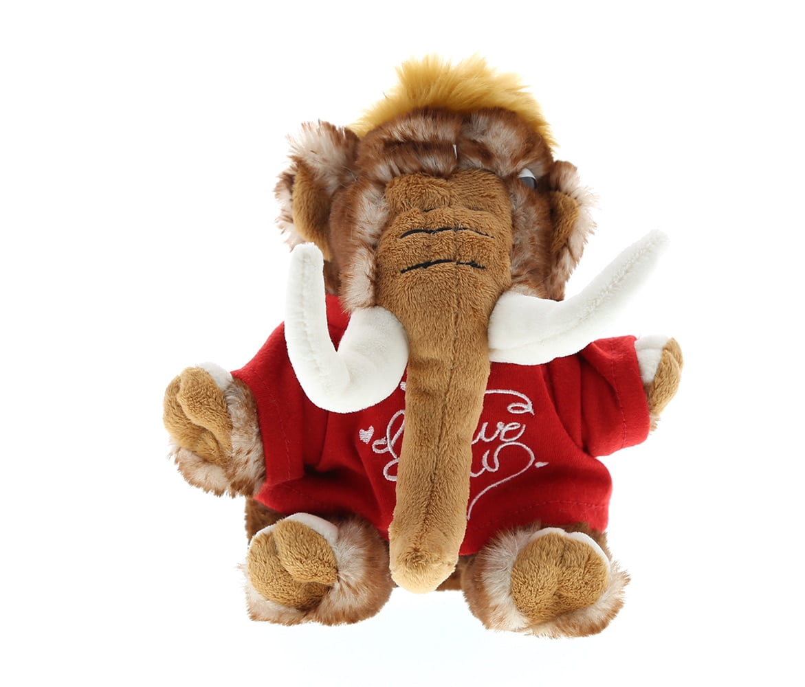 Dollibu Small Wild Mammoth I Love You Valentines Stuffed Animal - Red Message Tshirt - 9 inch