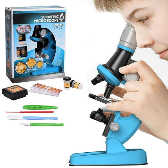 Microscope for Kids Beginners 100X 400x 2000X Magnification Kids Science Toys Microscope Kit with Microscope Slides LED Light and Box Education Scientific Toys for Child