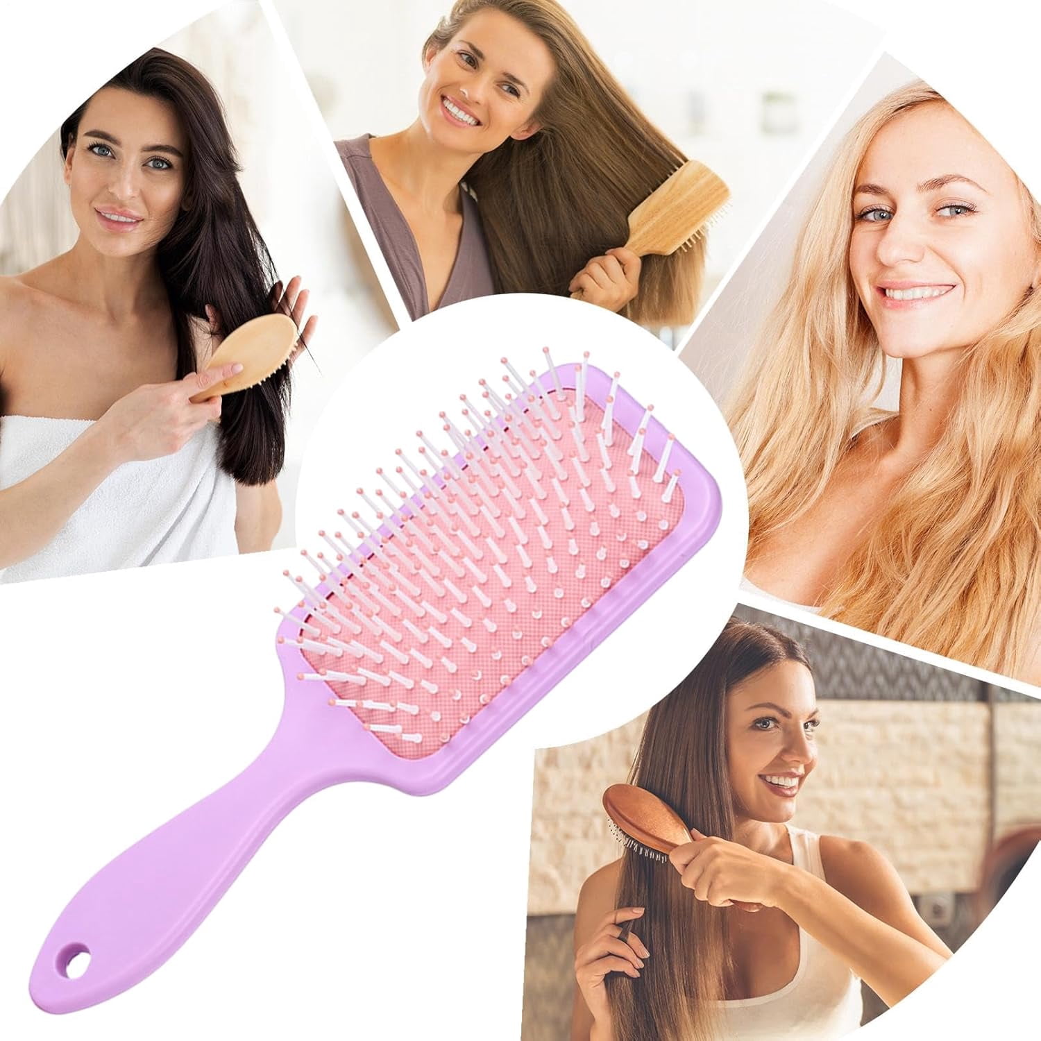Paddle Brush - Blow Drying Brush, Soft Flexible Bristles, Gentle Scalp Massage Comb, Anti-Frizz Hair Styling Tool | Suitable for Thick, Curly, Straight, Long, Short, Wet or Dry Hair, Salon Home