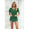 thumbnail image 3 of Anbech Ruffled Sleeve Womens V Neck Shirt 2024 Tunic Casual Blouse Tops, 3 of 8