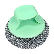 Metal Scrubber, Cast Iron Scrubber, Heavy Duty Steel Wool Scrubber, Steel Wire Sponges for Dishes, Pots, Pans, and Ovens, Easy Scouring for Tough Kitchen Messes Cleaning, 1Pc(Green,3.1x3.1")
