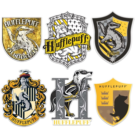 HARRY POTTER HUFFLEPUFF PACK Die Cut Vinyl Large Delux Sticker Variety Pack - Laptop, Water Bottle, Scrapbooking, Tablet, Skateboard, Indoor/Outdoor - Set