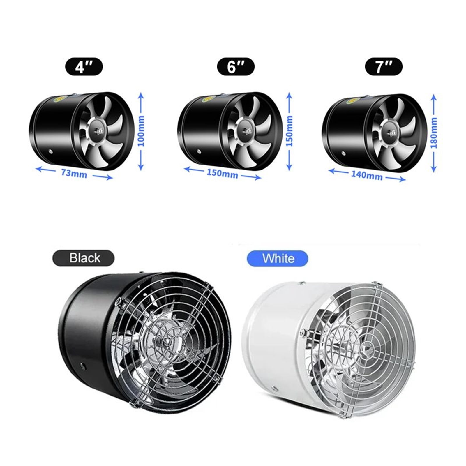4/6/7'' Inch Circular Exhaust Fan Multifunctional Powerful Mute Duct Exhaust Fan Household Kitchen Smoke Exhaust Ventilation Fan ,Energy-Efficient
