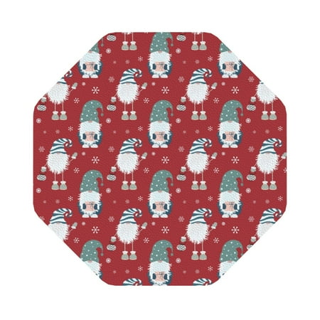 

Matuu Gnome And Snowflakes for Cup Coasters Set of 6 Leather Coasters Desk Coasters for Office Measures 4” x 4” Octagon