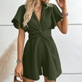 thumbnail image 2 of GILIGEGE Womens Summer Short Sleeve Romper Casual Loose Decorative V Neck Dressy Shorts Jumper Jumpsuit 2025 Summer Rompers for V Neck Jumpsuits High Waist with Belt Knot Beach Vacation Outfits, 2 of 7